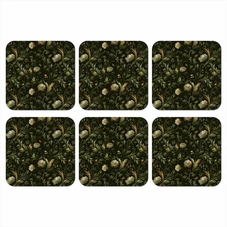 Botanisch - Naadloos - Bloemen onderzetter kurk middel 366 -3d