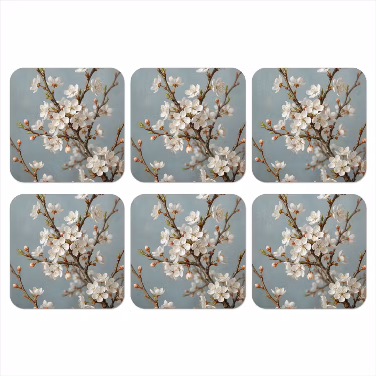 Botanisch - Stilleven - Blauw onderzetter kurk middel -3d