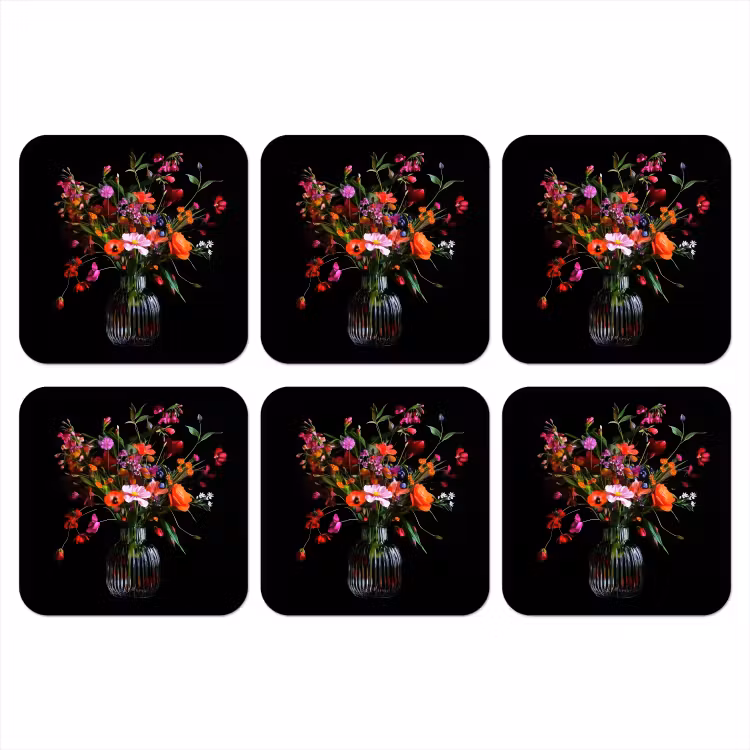 Boeket - Veldbloemen - Vaas onderzetter kurk middel -3d