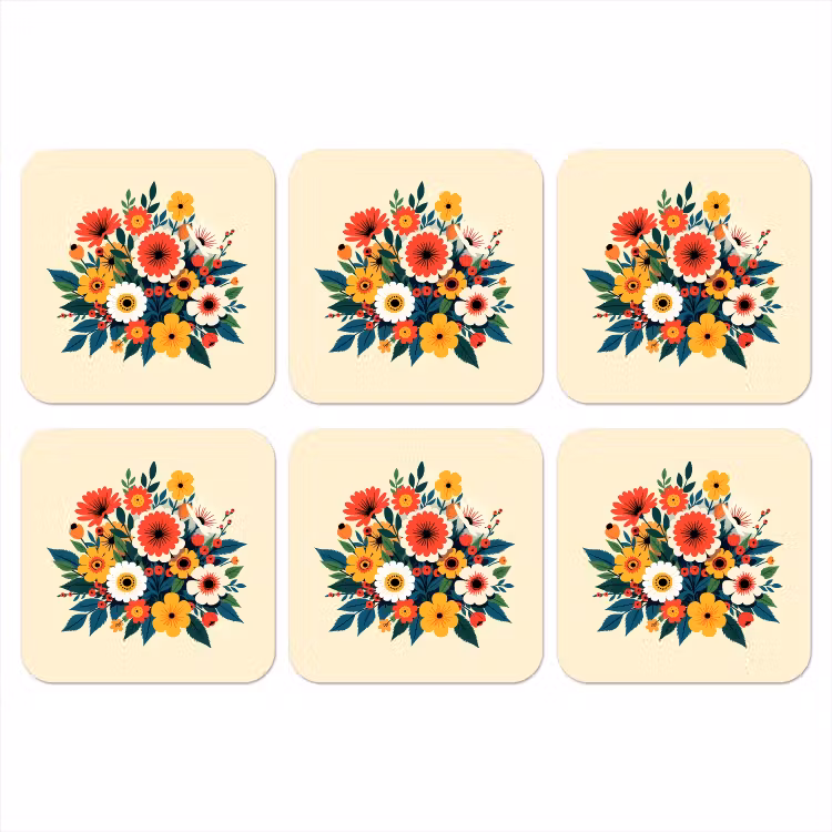 Boeket - Bladeren - Illustratie - Kleurrijk onderzetter kurk middel -3d