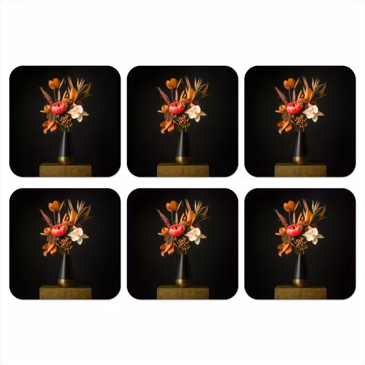 Boeket - Oranje - Gouden - vaas onderzetter kurk middel -3d