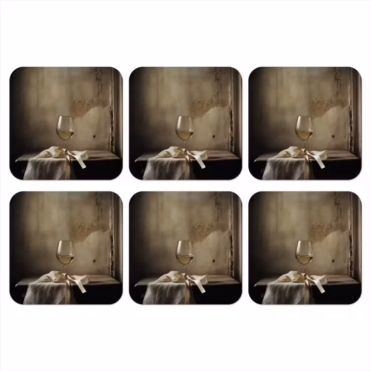 Strik - Beige - Witte - Wijn onderzetter kurk middel -3d