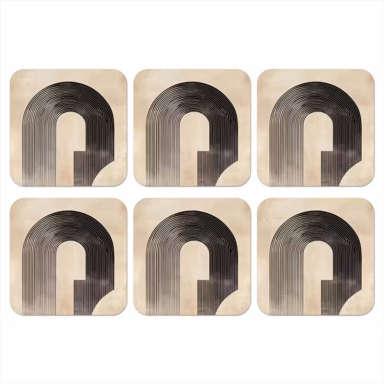 Boog - Strepen - Minimalistisch - Zwart onderzetter kurk middel -3d