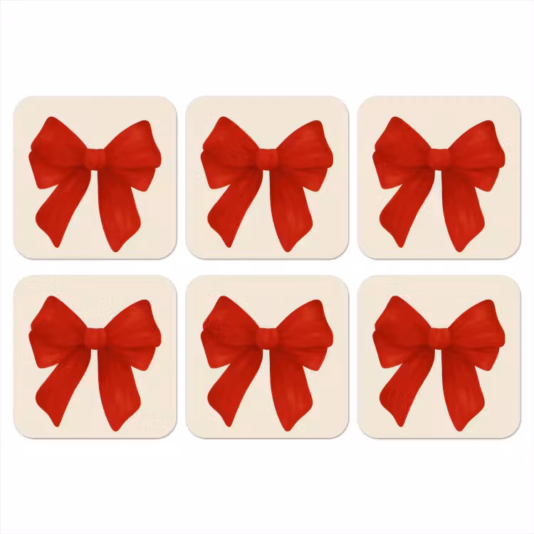 Strik - Symmetrisch - Rood - Lint onderzetter kurk middel -3d