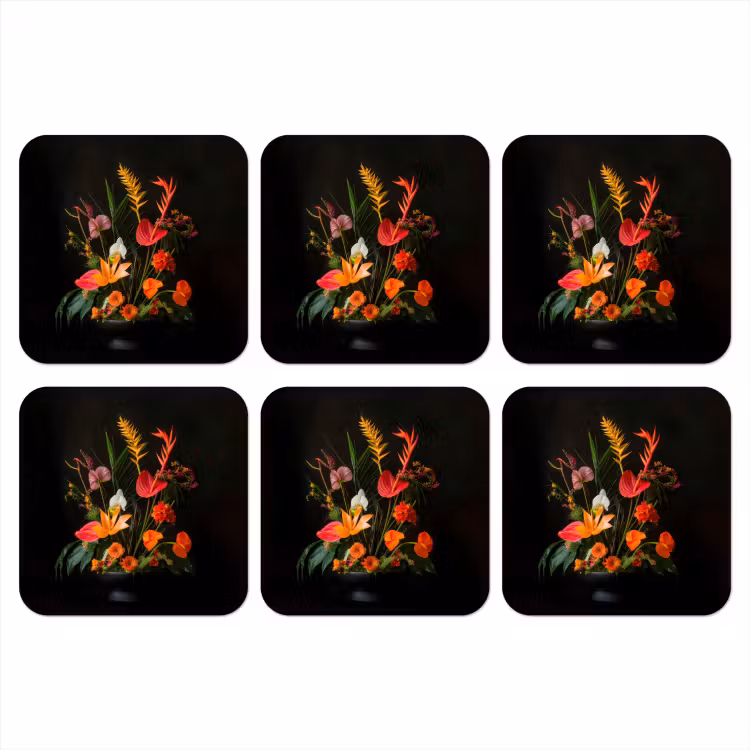 Schaal - Boeket - Bloemen onderzetter kurk middel -3d