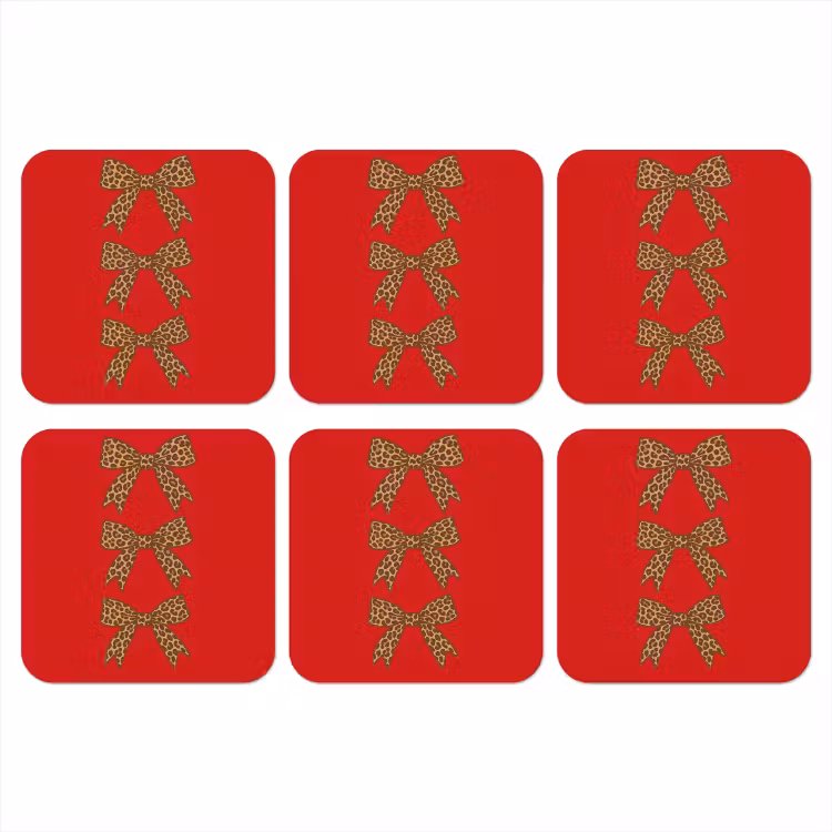 Strikken - Panterprint - Rood onderzetter kurk middel -3d