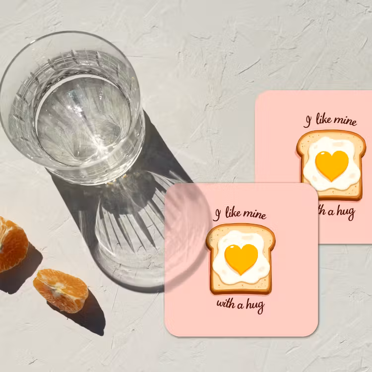 Brood - Illustratie - Quote - Roze onderzetter kurk middel -sfeer4
