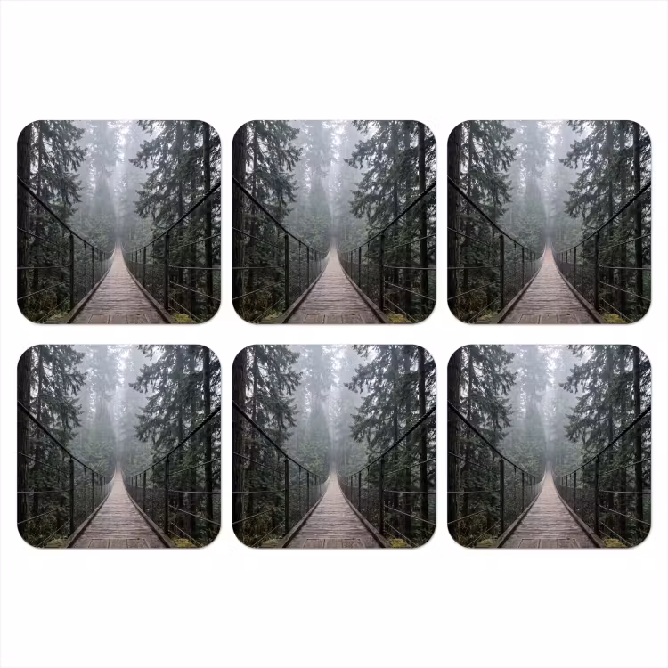 Brug - Bos - Mist - Natuur onderzetter kurk middel -3d
