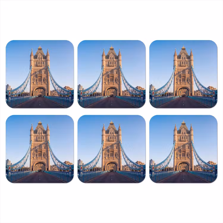 Brug - Toren - Architectuur - Klassiek - Blauw onderzetter kurk middel -3d