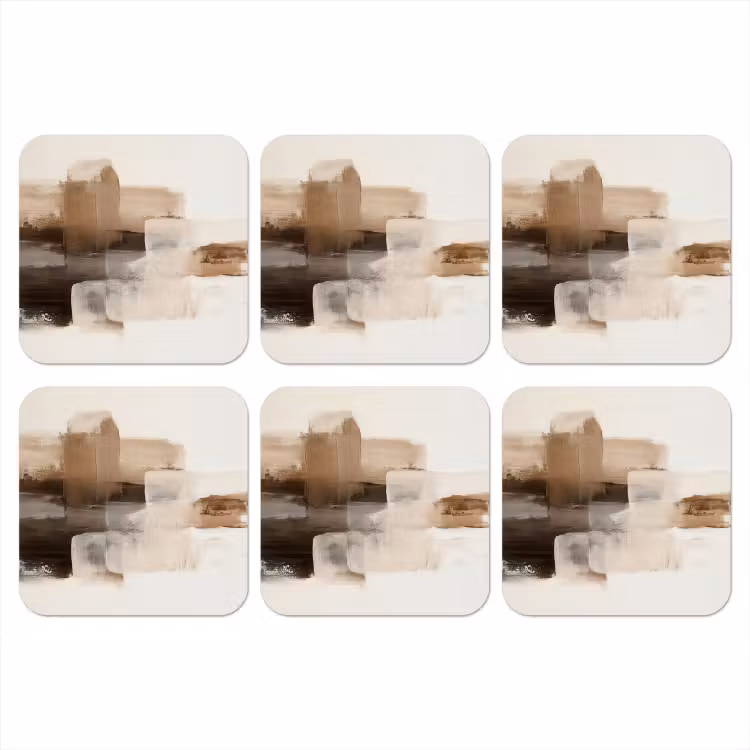 Penseelstreken - Abstract landschap - Rust onderzetter kurk middel -3d
