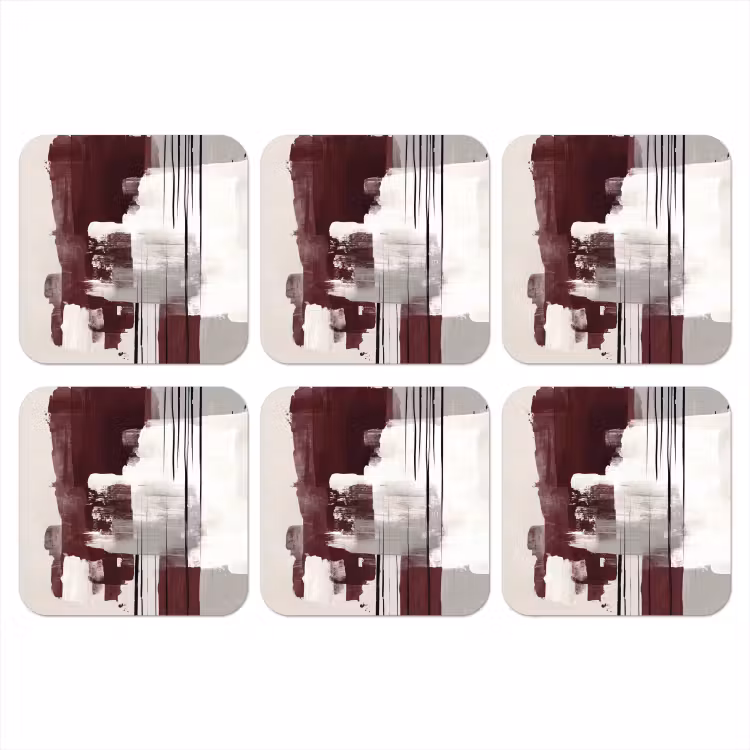 Penseelstreken - Abstract - Lijnen - Rood onderzetter kurk middel -3d