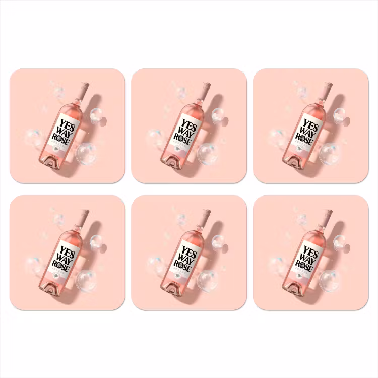 Bubbels - Rosé - Roze onderzetter kurk middel -3d