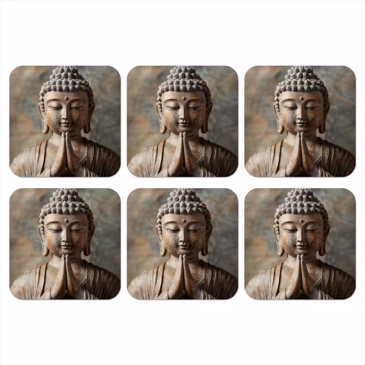 Boedha - Beeld - Bruin - Rust onderzetter kurk middel -3d