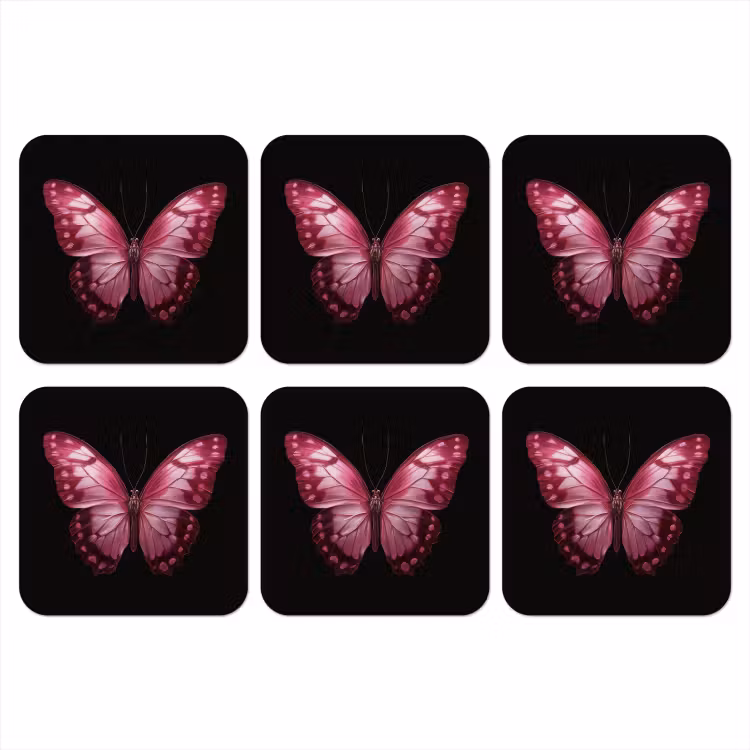 Vlinder - Fuchsia - Grafisch onderzetter kurk middel -3d