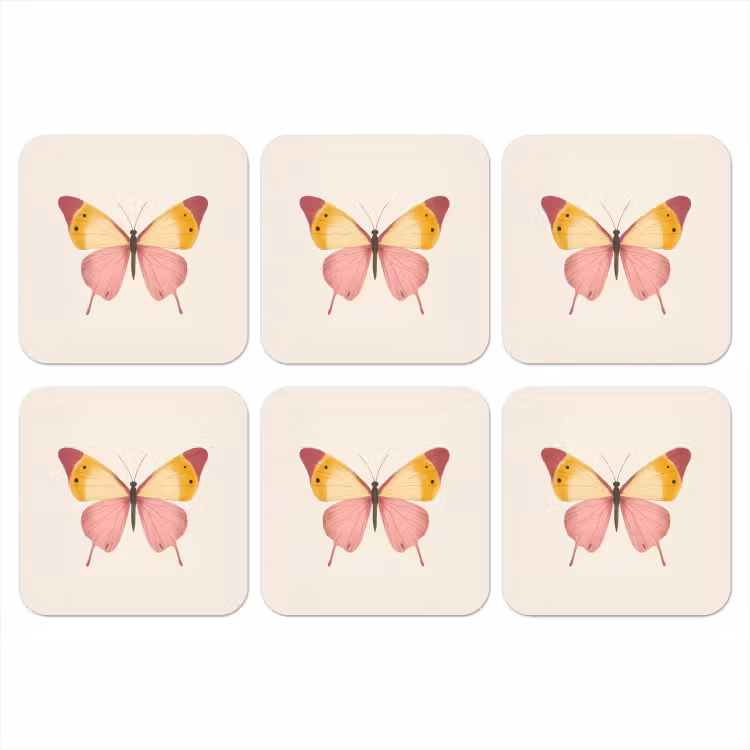 Vlinder - Illustratie - Roze onderzetter kurk middel -3d