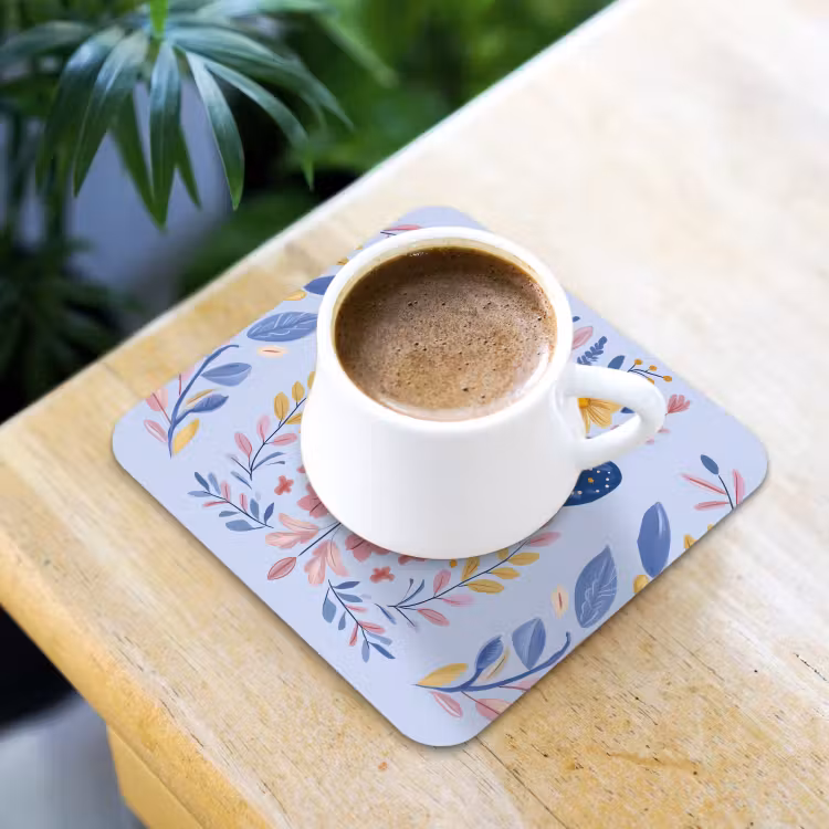 Vlinder - Lichtblauw - Sierlijk - Bloemen onderzetter kurk middel -sfeer5