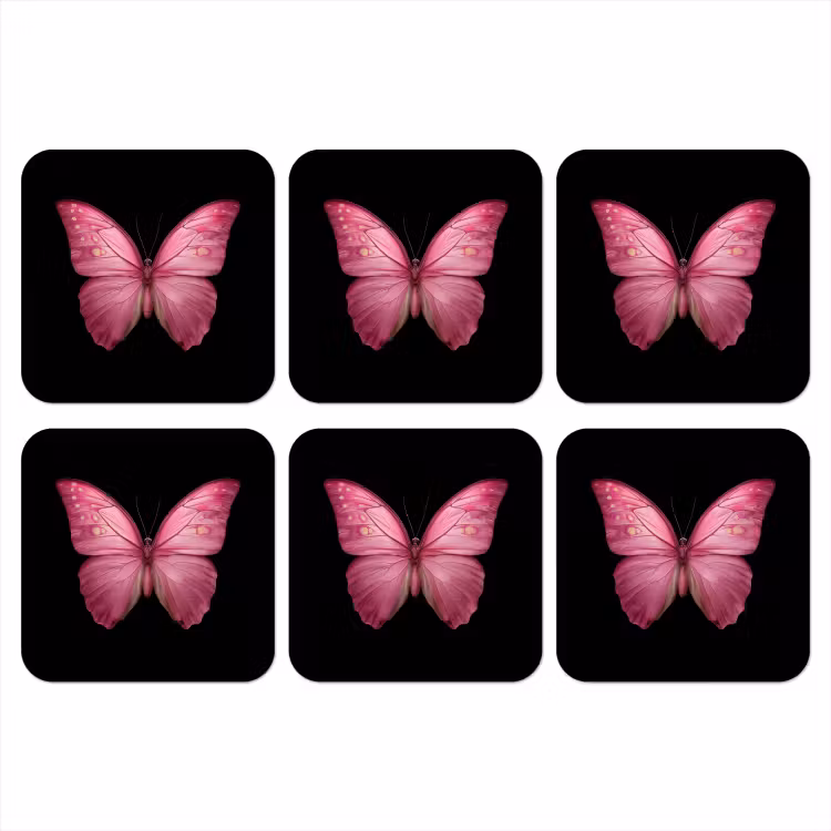 Vlinder - roze - Elegant onderzetter kurk middel -3d
