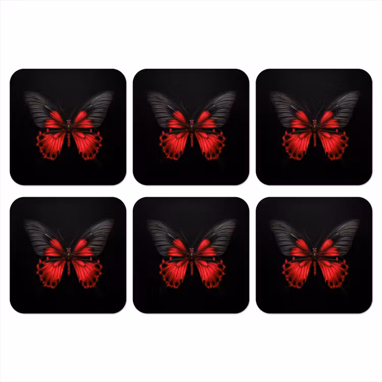 Vlinder - Rood - Contrast onderzetter kurk middel -3d