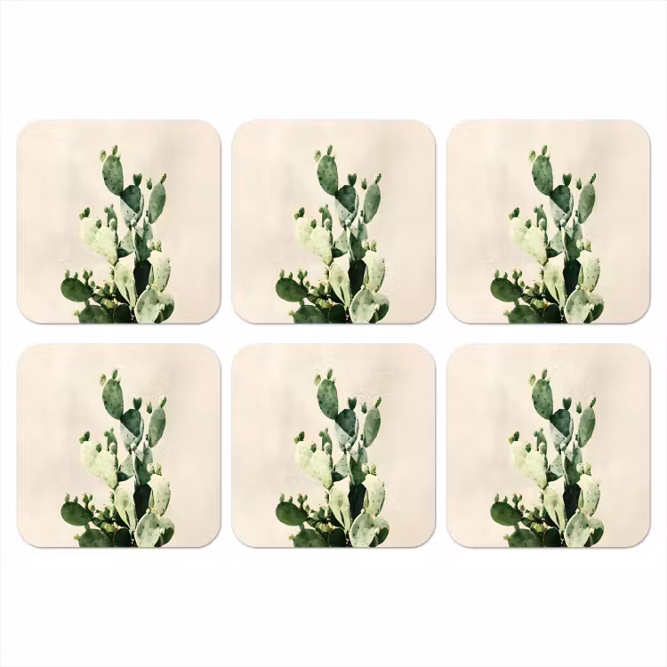 Cactus - Groen - Minimalistisch onderzetter kurk middel -3d