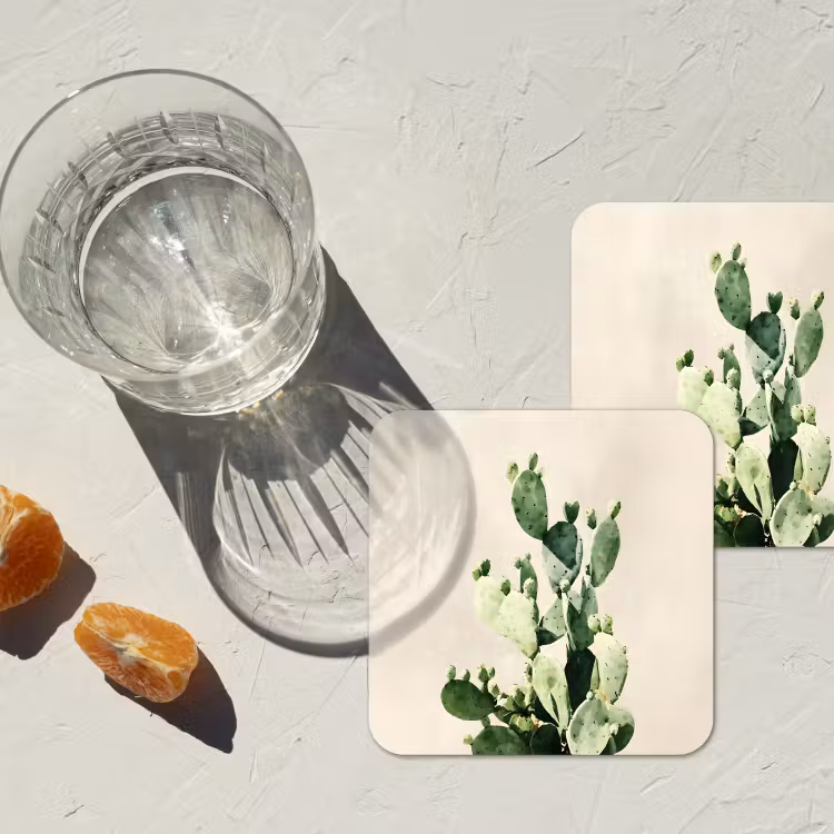 Cactus - Groen - Minimalistisch onderzetter kurk middel -sfeer4
