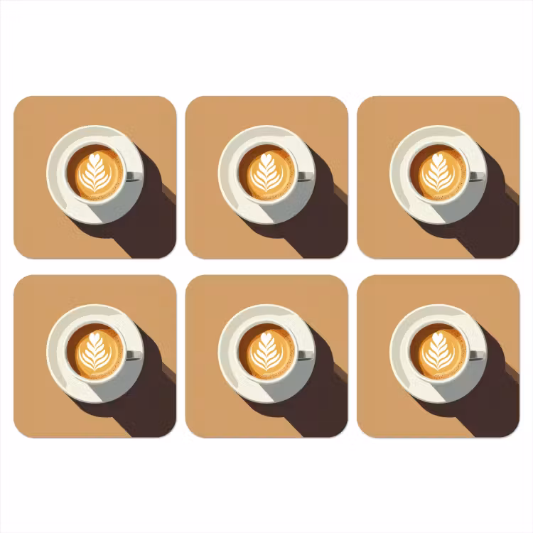 Cappuccino - Kop - Schotel - Minimalitisch onderzetter kurk middel -3d