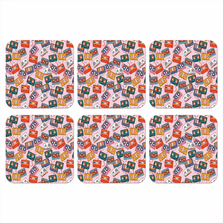 Cassette - Patroon - Roze onderzetter kurk middel 366 -3d