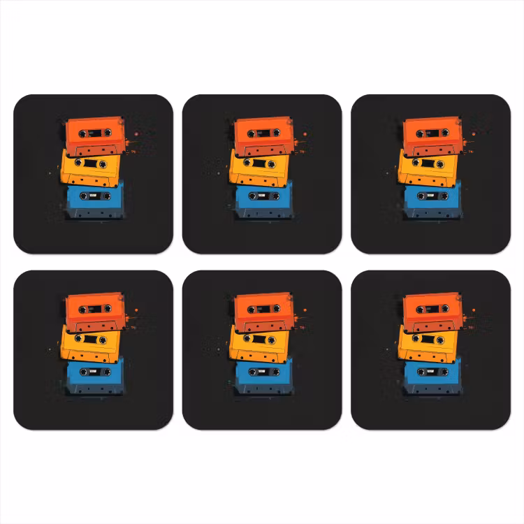 Cassettes - Kleurrijk - Verfspatten onderzetter kurk middel -3d