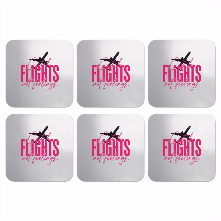 Catch flights not feelings - Vliegtuig - Roze onderzetter kurk middel -3d