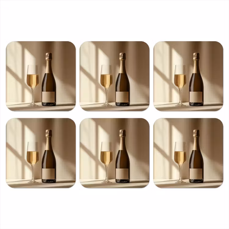 Champagne - Beige - Schaduw - Bubbels onderzetter kurk middel -3d