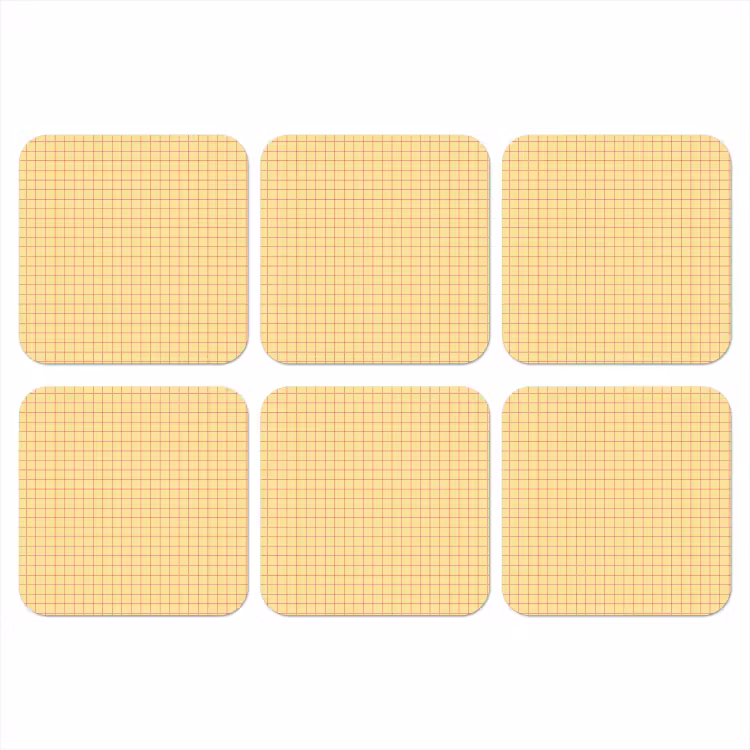Ruitjes - Grid - Minimalistisch - Geel - Roze onderzetter kurk middel 366 -3d
