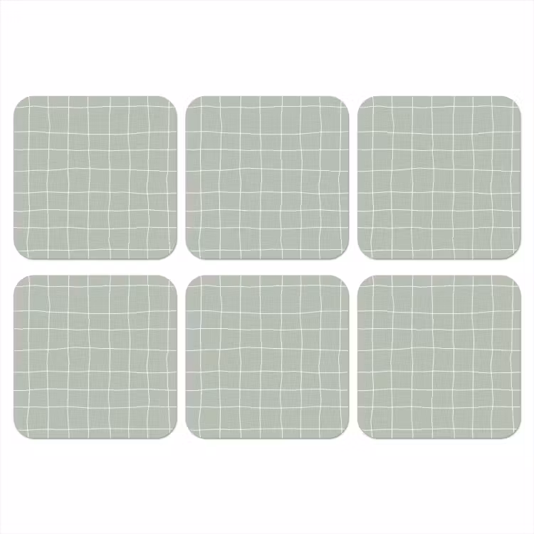 Ruitpatroon - Golvend - Groen onderzetter kurk middel 366 -3d
