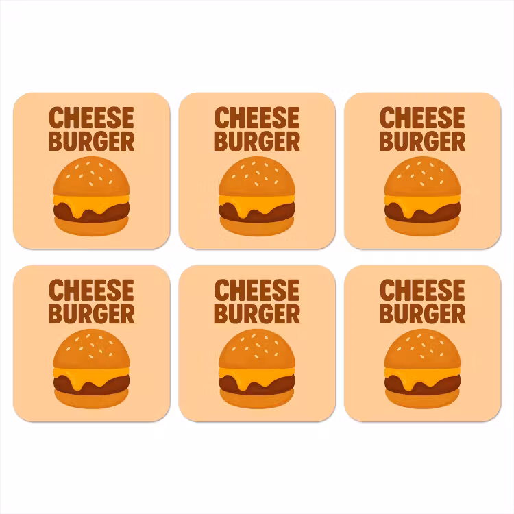Cheeseburger - Minimalistisch - Geel onderzetter kurk middel -3d