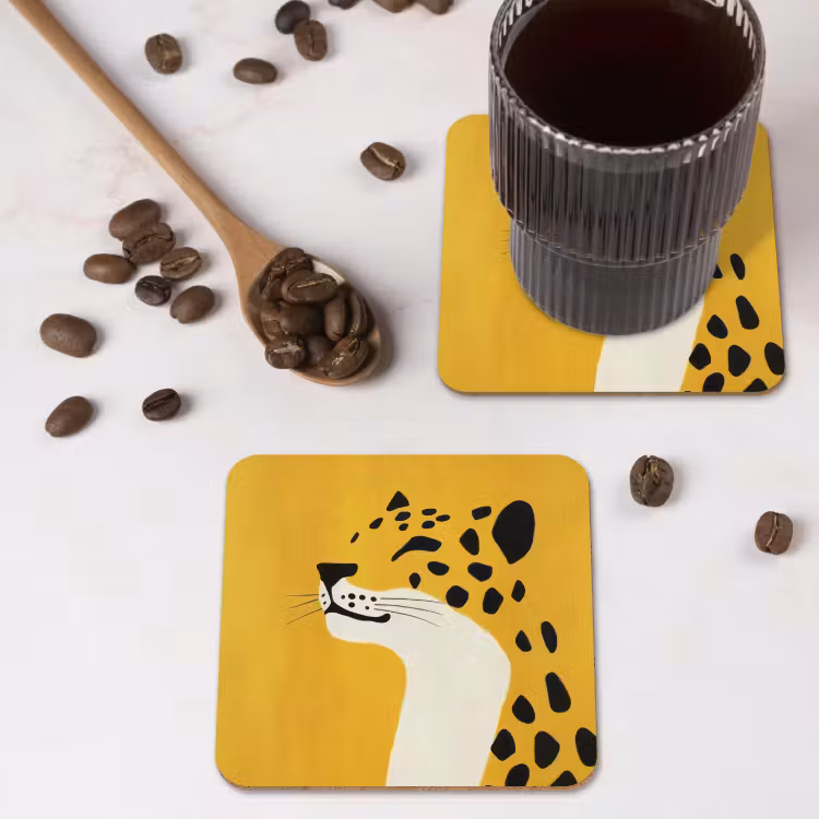 Cheetah - Illustratie - Geel onderzetter kurk middel -sfeer2