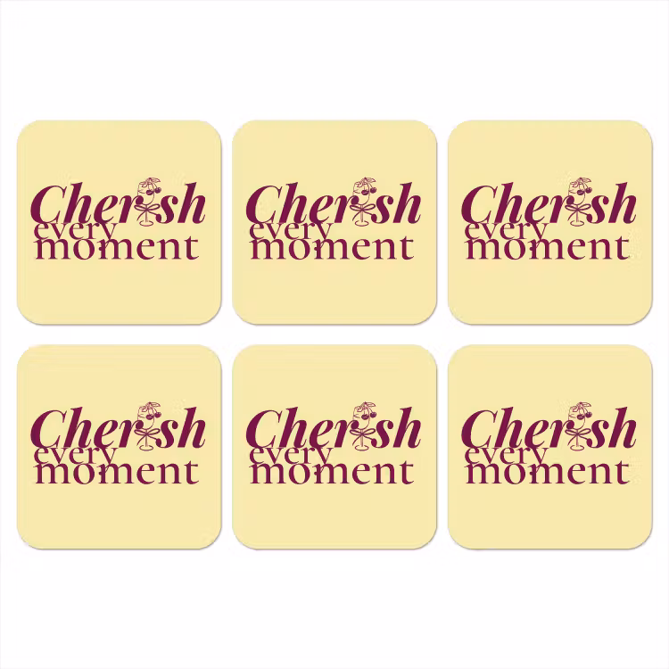 Cherish every moment - Cocktailglas - Geel onderzetter kurk middel -3d