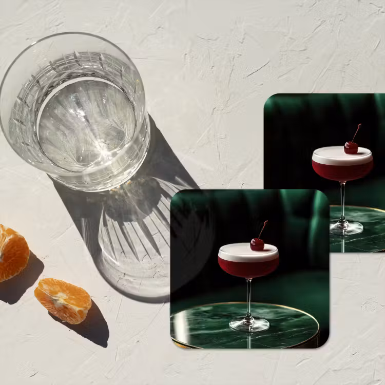 Kers - Cocktail - Rood - Marmer onderzetter kurk middel -sfeer4