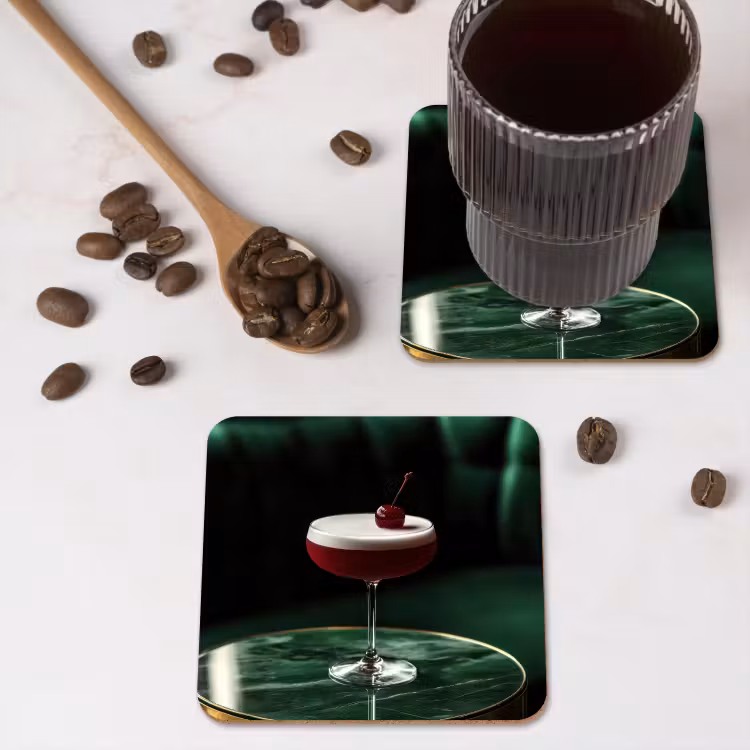 Kers - Cocktail - Rood - Marmer onderzetter kurk middel -sfeer2