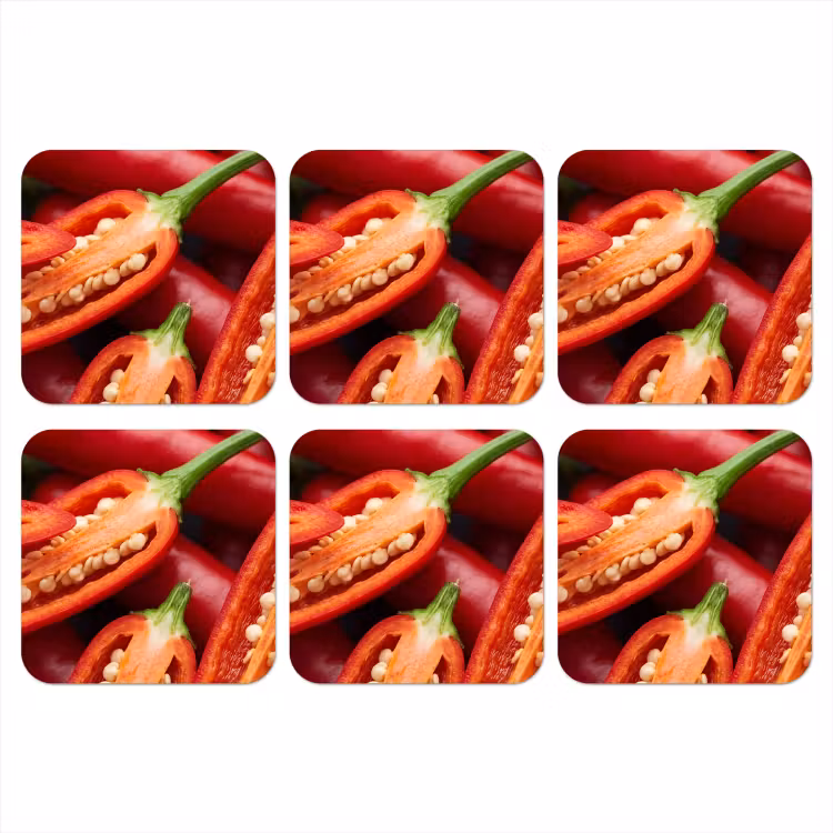 Coaster - Chili Pepper - Open - Red - Chilipeper - Open - Rood onderzetter kurk middel
