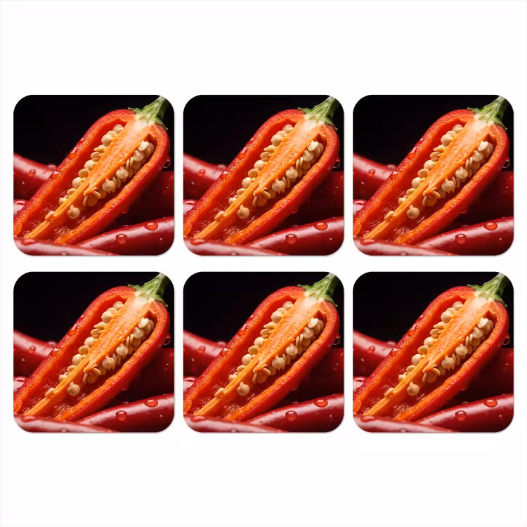Coaster - Chili Pepper - Red - Food - Chilipeper - Rood - Eten onderzetter kurk middel