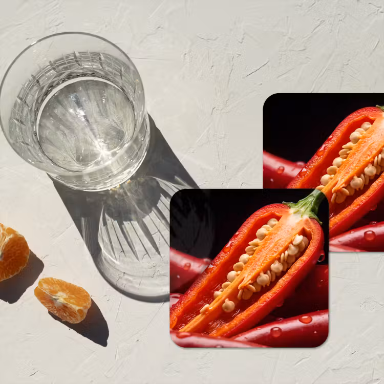 Coaster - Chili Pepper - Red - Food - Chilipeper - Rood - Eten onderzetter kurk middel