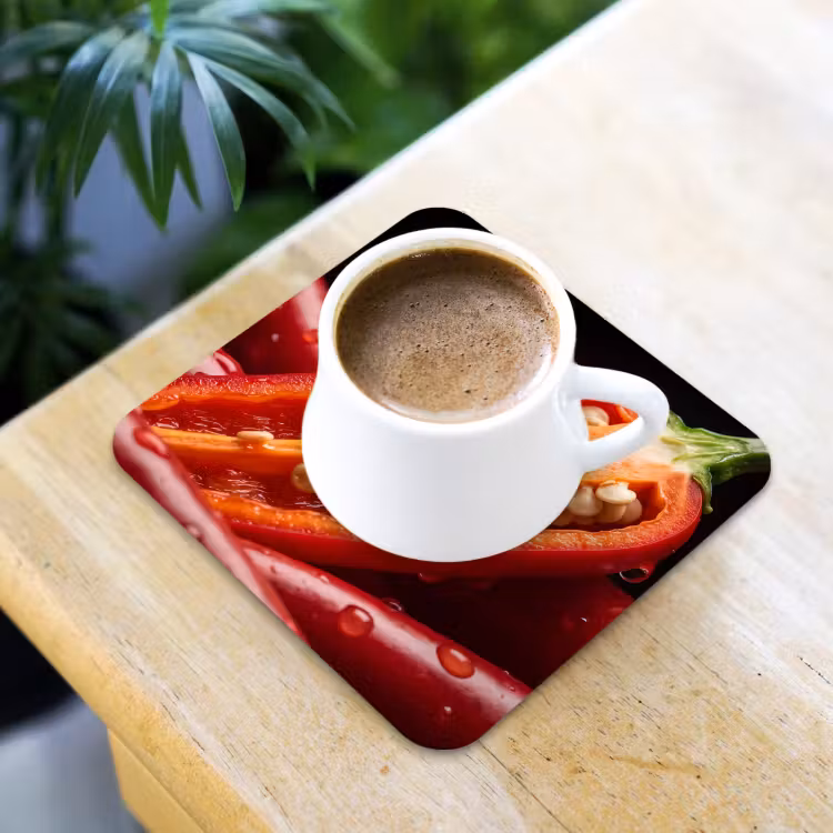 Coaster - Chili Pepper - Red - Food - Chilipeper - Rood - Eten onderzetter kurk middel