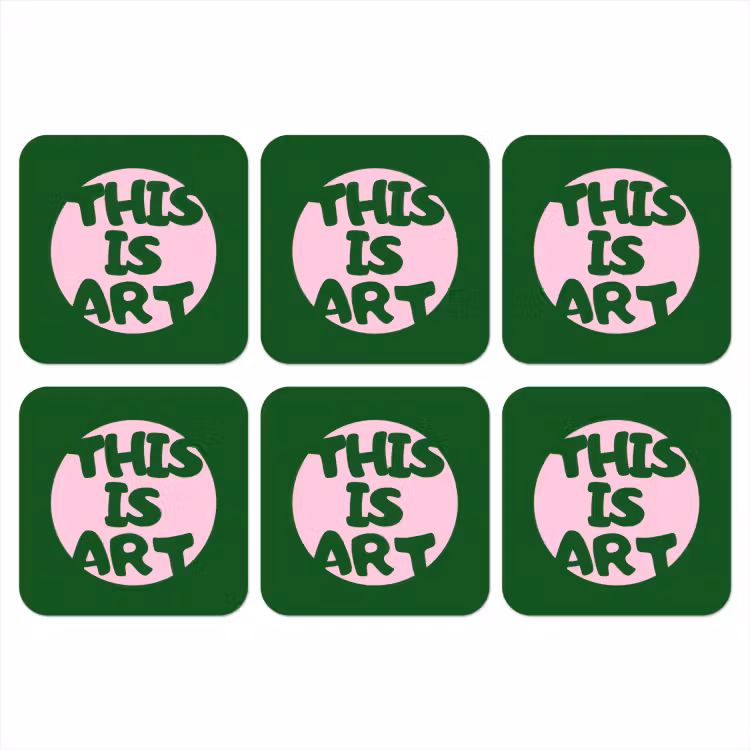 Cirkel - Roze - Tekst - Art onderzetter kurk middel -3d