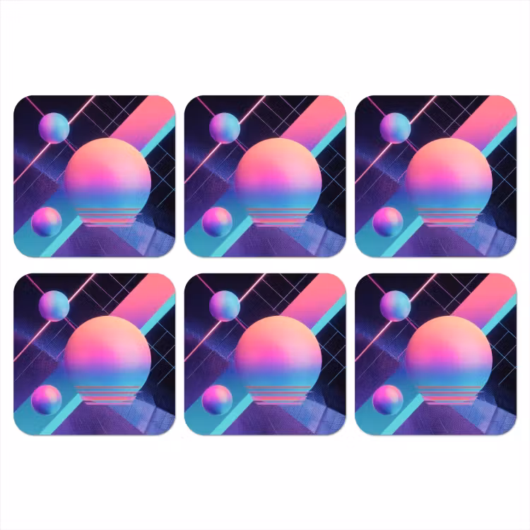 Cirkels - Vlakken - Abstract - Blauw onderzetter kurk middel -3d
