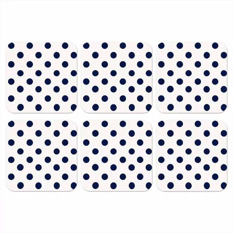 Klassiek - Stippen - Blauw onderzetter kurk middel 366 -3d