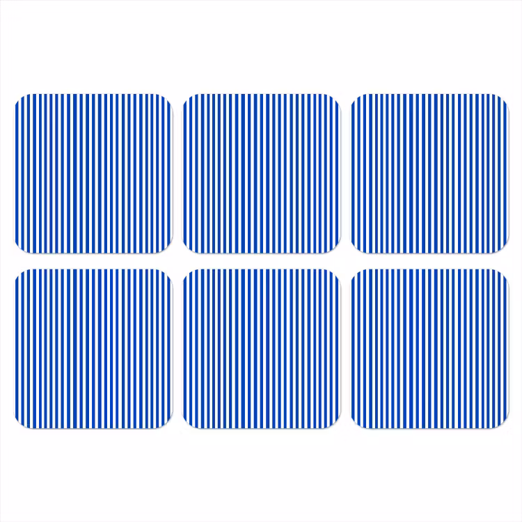 Klassiek - Strepen - Blauw onderzetter kurk middel 366 -3d
