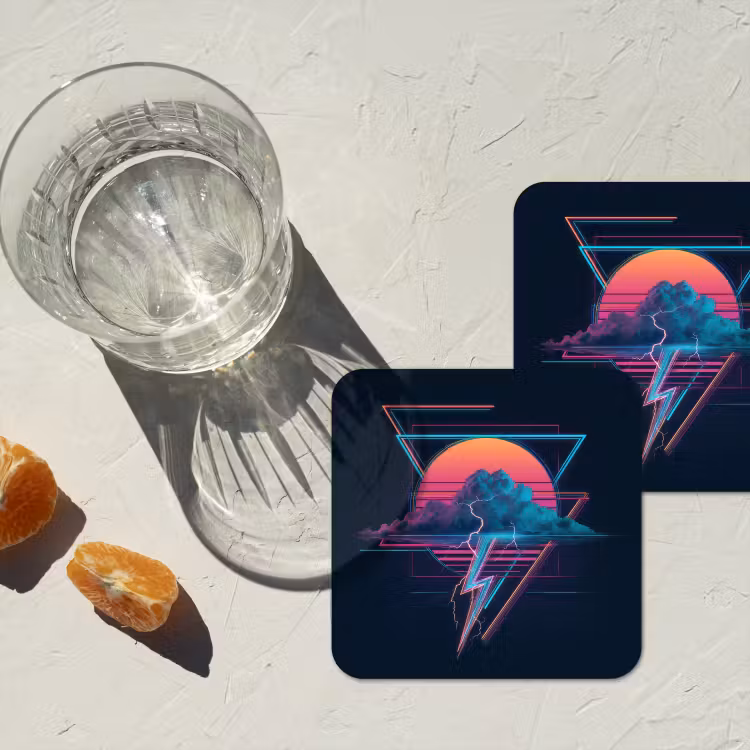 Wolk - Bliksemschicht - Driehoeken - Lijnen onderzetter kurk middel -sfeer4
