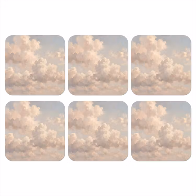 Wolken - Zacht - Natuur - Klassiek - Beige onderzetter kurk middel -3d