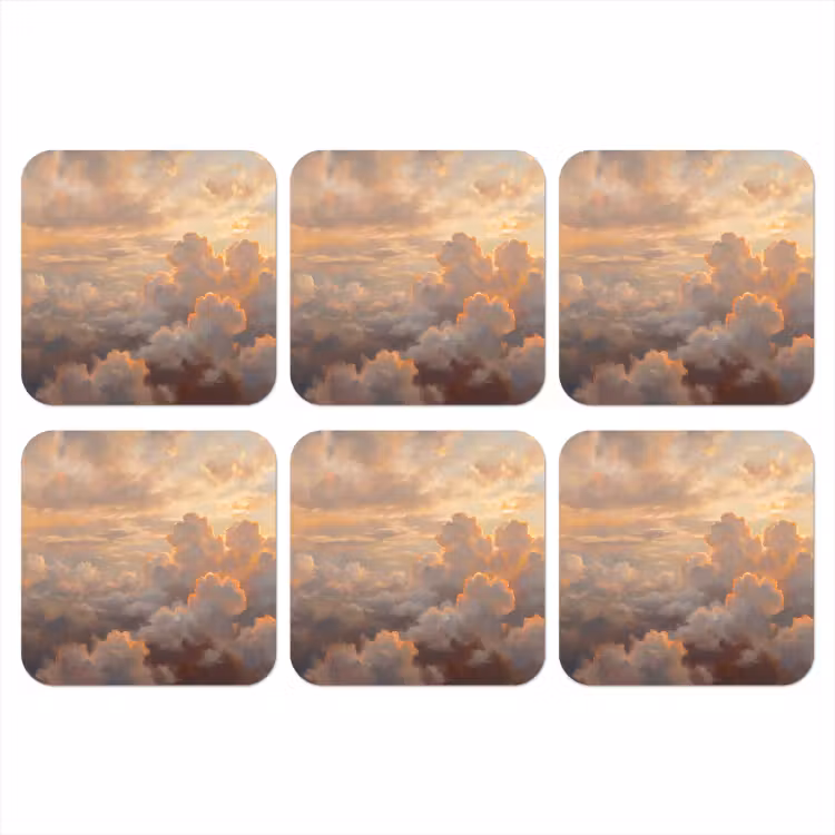 Wolken - Zonsondergang - Natuur - Abstract - Goud onderzetter kurk middel -3d