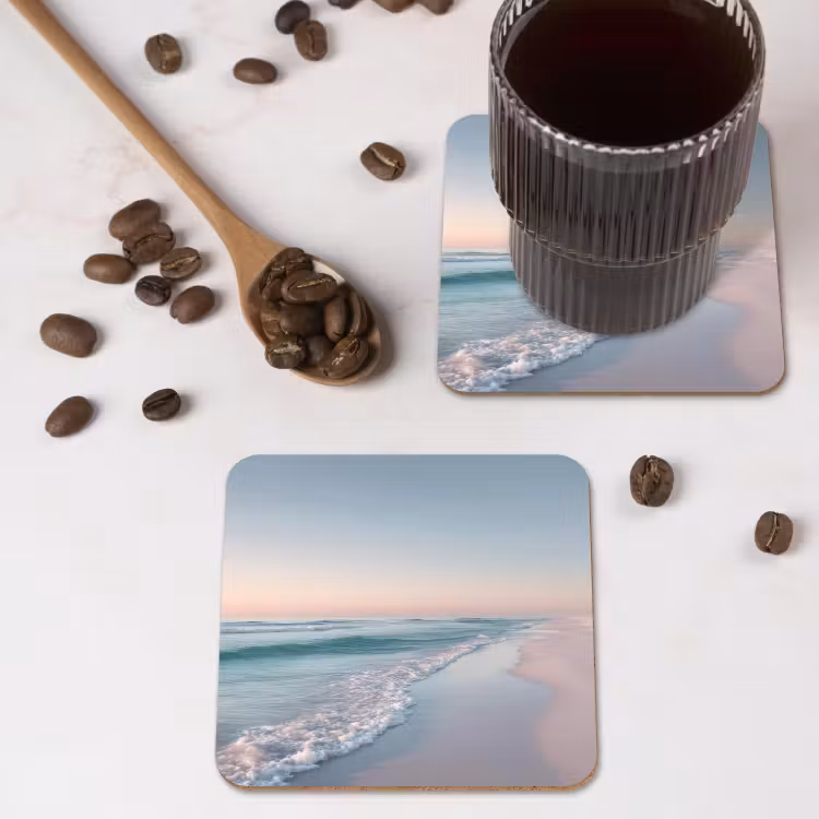 Kustlijn - Pastel - water onderzetter kurk middel -sfeer2