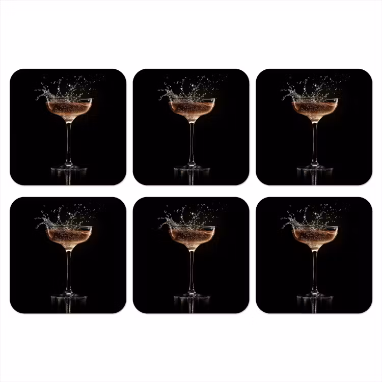 Cocktail - Zwart - Spetters - Glas onderzetter kurk middel -3d