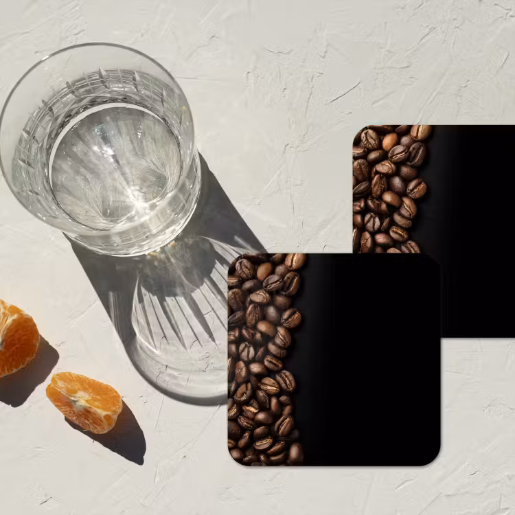 Koffiebonen - Zwart - Eenvoudig onderzetter kurk middel -sfeer4